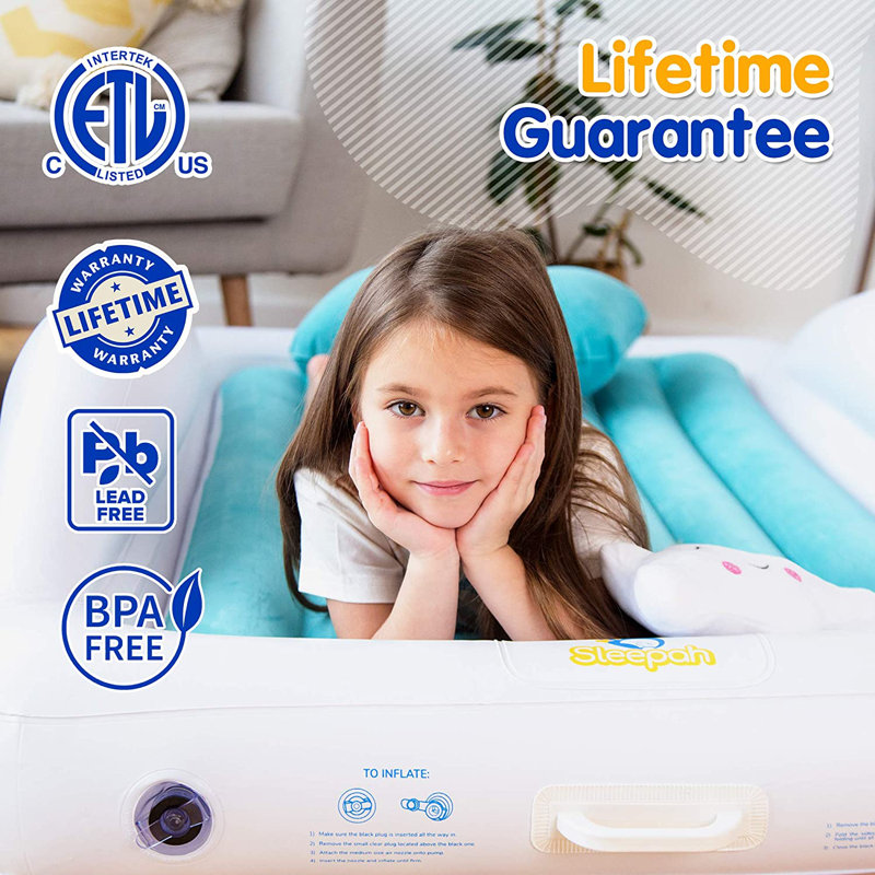 Sleepah Toddler Travel Bed, Inflatable Kids Mattress With Pump Pillow